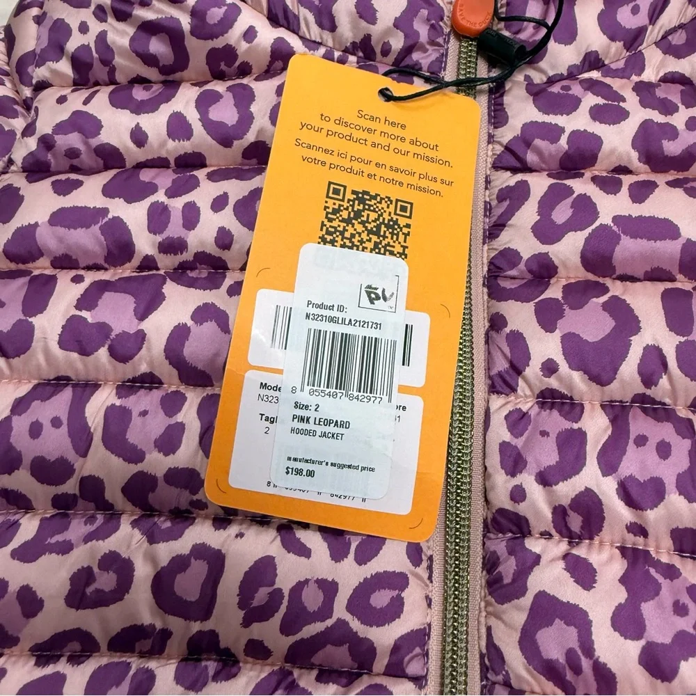 New! Save the Duck purple leopard puffer